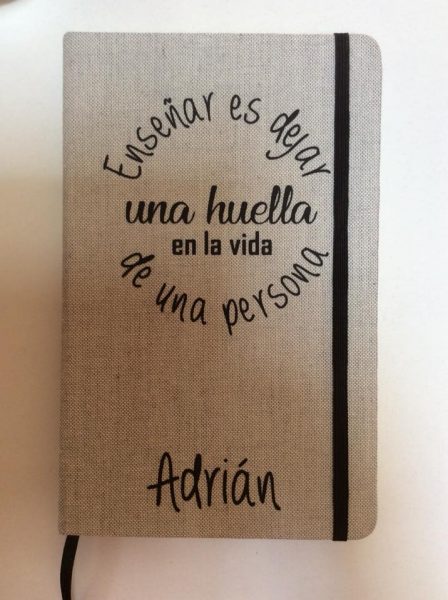 Libreta personalizada para profesores. Cubierta de tela. - Didart Handmade