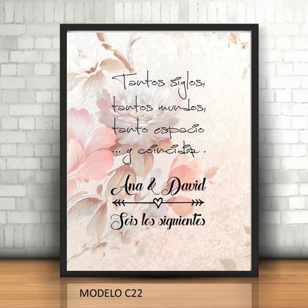 Cuadro para amigos de los novios: Sois los siguientes. Tantos siglos,  tantos mundos, tanto espacioy coincidir - Cuadros Personalizados