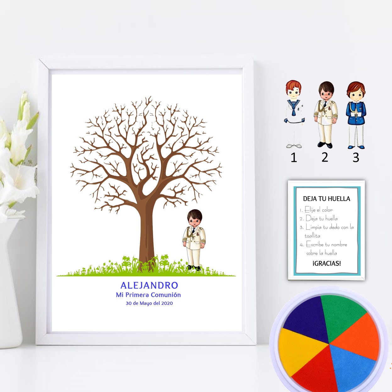 Árbol de huellas con niño. 3 modelos. - Cuadros Personalizados