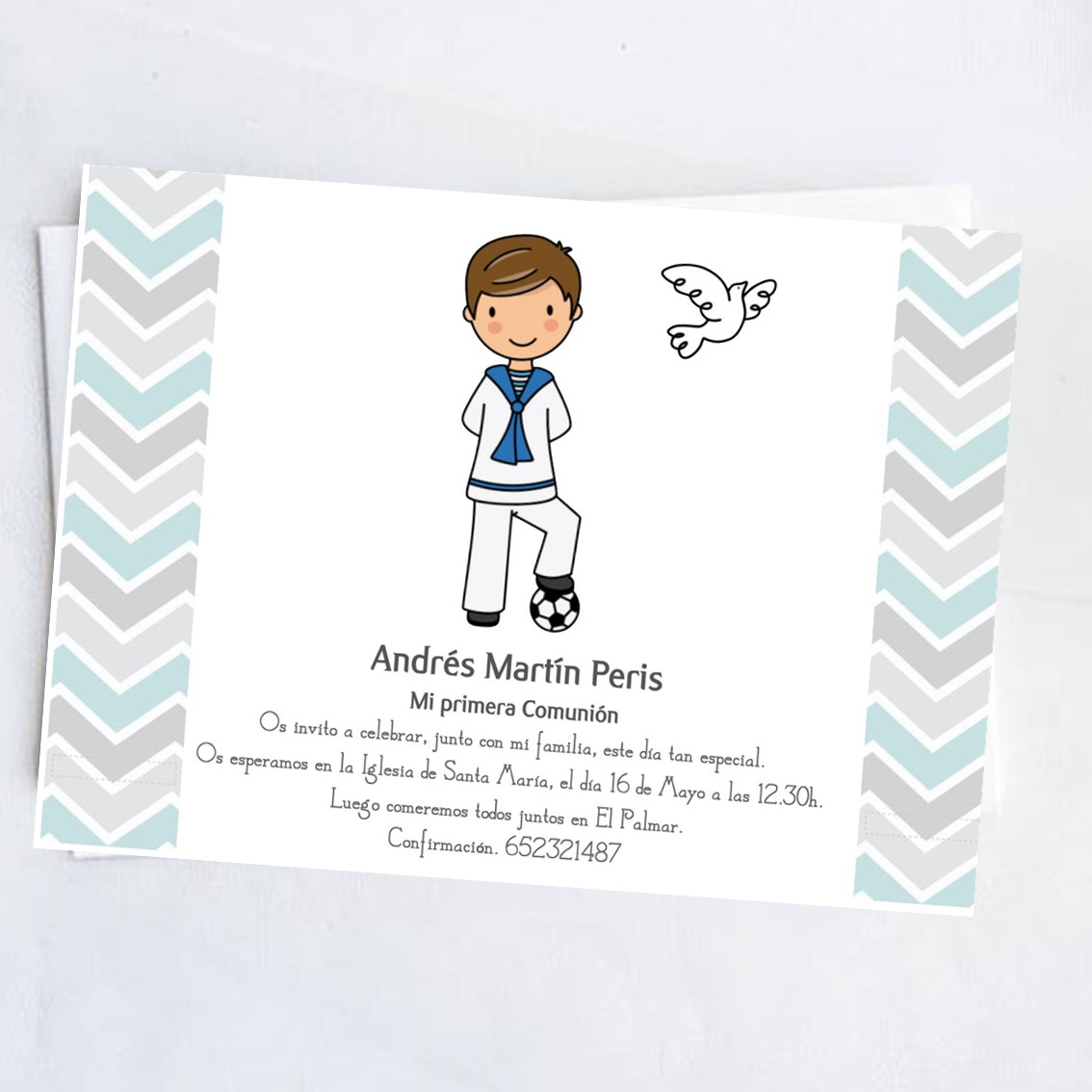 Invitación Primera Comunión con niño personalizada